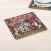 婦人と一角獣（ユニコーン） スクエアペーパーコースター (アングル)