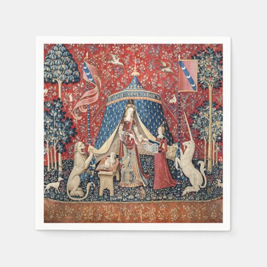 婦人と一角獣(ユニコーン) スタンダードカクテルナプキン (正面)