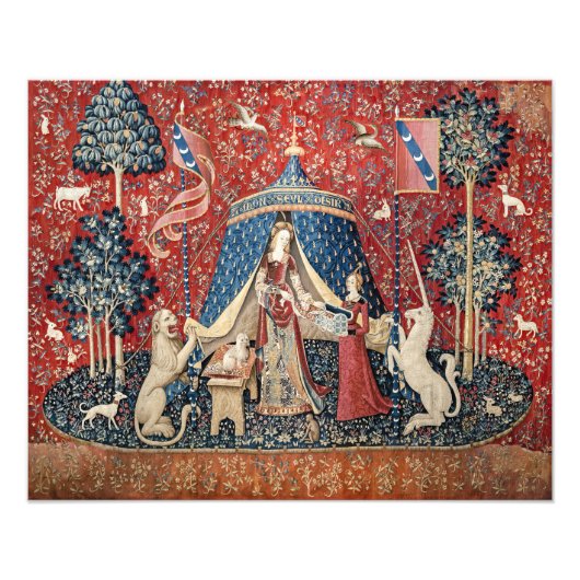 婦人と一角獣(ユニコーン) フォトプリント (正面)