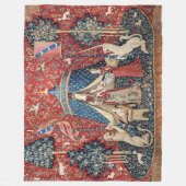 婦人と一角獣(ユニコーン) フリースブランケット (正面)