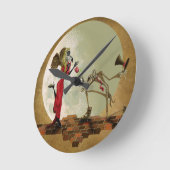 婦人の花 ラウンド壁時計 (傾斜)