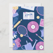 婦人定年パーティー趣味ネイビー 招待状 (裏面)