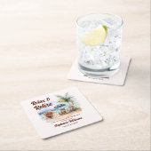 婦人定年ビーチ椅子をテーマにしたパーティー スクエアペーパーコースター (インサイチュ)