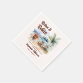 婦人定年ビーチ椅子をテーマにしたパーティー スタンダードカクテルナプキン (角)