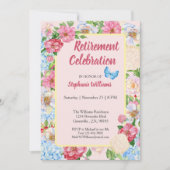 婦人定年フローラ縁どカラフル 招待状 (正面)