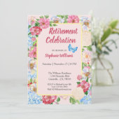 婦人定年フローラ縁どカラフル 招待状 (スタンド正面)