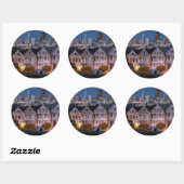 婦人家絵を描の夜景 ラウンドシール (シート)