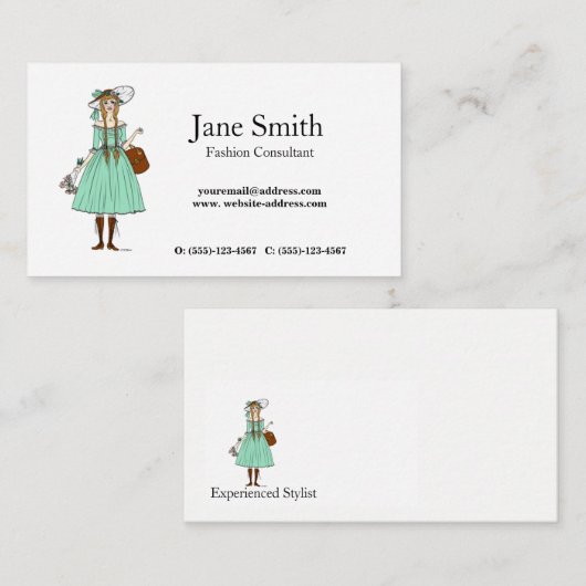 婦人服ファッションスタイリストコンサルタントの仕立て 名刺 (正面/裏面)