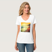 婦人用ベーシックVネックTシャツセール価格$23.16 Tシャツ (正面フル)
