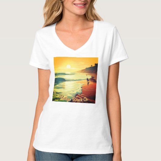 婦人用ベーシックVネックTシャツセール価格$23.16 Tシャツ (正面)