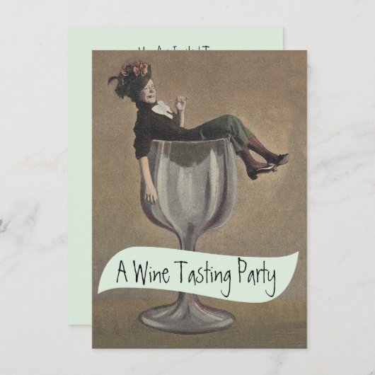 婦人用ワカジュアルイングラステイストパーティの招待状 招待状 (正面/裏面)