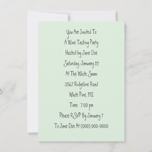 婦人用ワカジュアルイングラステイストパーティの招待状 招待状 (裏面)