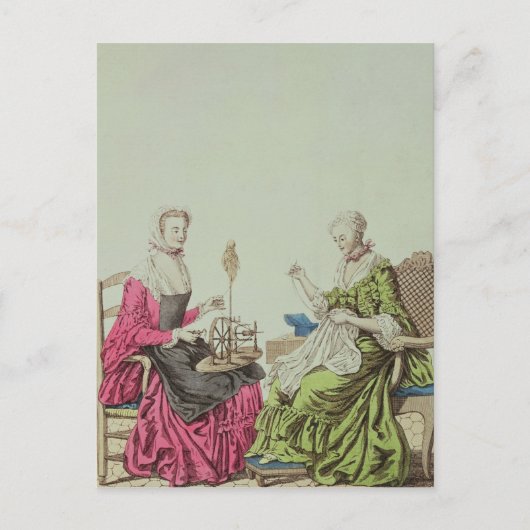 婦人紡績および裁縫, c.1765 ポストカード (正面)