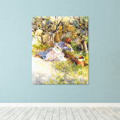 婦人読新聞 キャンバスプリント (インサイチュ (ウッドフロア))