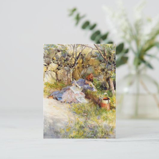 婦人読新聞 ポストカード (スタンド正面)