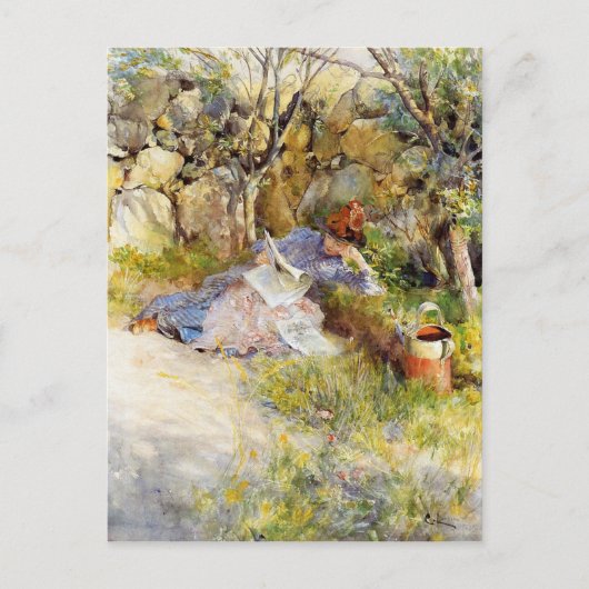 婦人読新聞 ポストカード (正面)