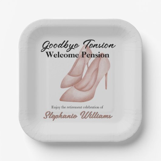 婦人退職別のテンション・オフィス・ヒール ペーパープレート (正面)