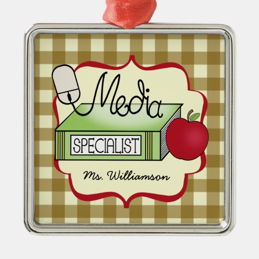 媒体の専門家の本Apple及びコンピュータマウス メタルオーナメント (正面)