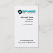 "媒体生産"のコンサルタント、フィルムの編集者、ビデオ 名刺 (裏面)