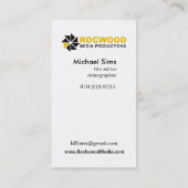 "媒体生産"のコンサルタント、フィルムの編集者、ビデオ 名刺 (裏面)