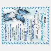 嫁の毛布に青い蝶 フリースブランケット (正面(横))