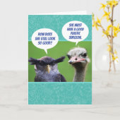 嫉妬おもしろいの鳥が彼女を褒める誕生日 カード (黄色い花)