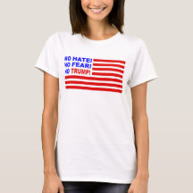 嫌いなし、恐れなし、トランプ国旗Tシャツ（女性）