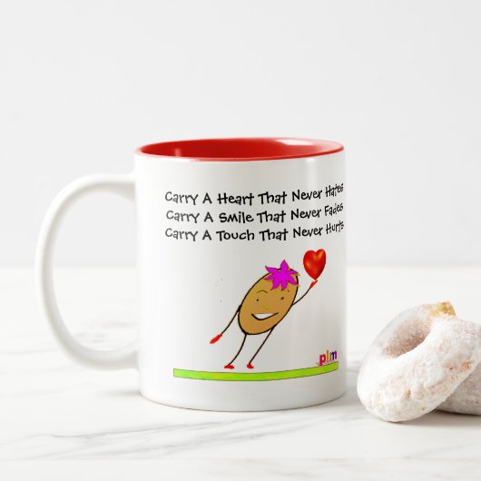 嫌いな運ことのないハート ツートーンマグカップ (ドーナツ)