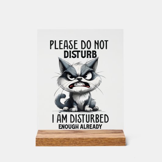 嫌おもしろいみを言う猫ワードアート アクリルサイン (正面)