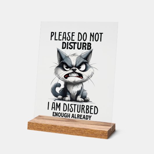 嫌おもしろいみを言う猫ワードアート アクリルサイン (傾斜)