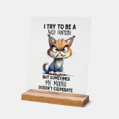 嫌おもしろい感な猫の優しい人言葉アート アクリルサイン (傾斜)