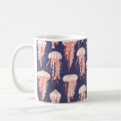 嬉しいくらげのマグの深く青い紫色 コーヒーマグカップ (左)