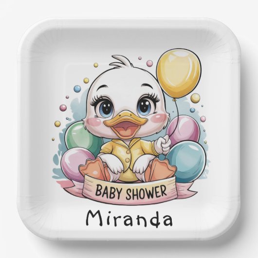 嬉しいアヒルの赤ちゃんシャワー ペーパープレート (正面)