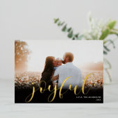 嬉しいクリスマスエレガントブラック金ゴールドフォイル写真 箔シーズンカード (立ち正面)