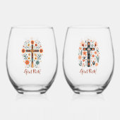 嬉しいポースク！北欧クロス ステムなしワイングラス (裏面)