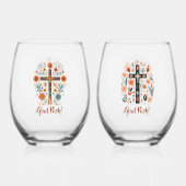 嬉しいポースク！北欧クロス ステムなしワイングラス (正面)