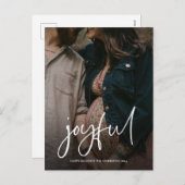 嬉しいモダンクリスマス手書きスクリプトの写真 シーズンポストカード (正面/裏面)