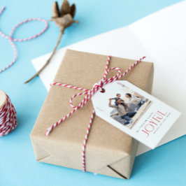 嬉しいモダンタイポグラフィ赤いクリスマスの写真 ギフトタグ