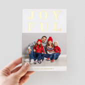 嬉しいモダン写真クリスマス金ゴールド 箔シーズンカード