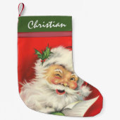 嬉しいヴィンテージのサンタクロースのクリスマスのストッキング スモールクリスマスストッキング (正面)