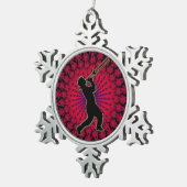 嬉しい休日のトロンボーンプレーヤーのオーナメント スノーフレークピューターオーナメント (右)