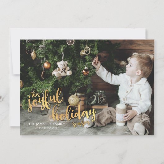 嬉しい休暇の季節の金ゴールド シーズンカード (正面)