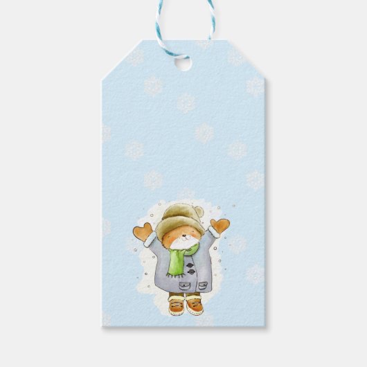嬉しい冬猫 ギフトタグ (正面)