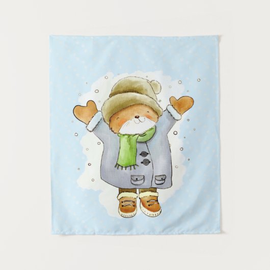 嬉しい冬猫 タペストリー (正面)