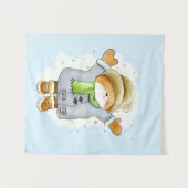 嬉しい冬猫 タペストリー (正面(横))