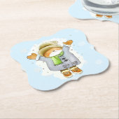 嬉しい冬猫 ペーパーコースター (アングル)