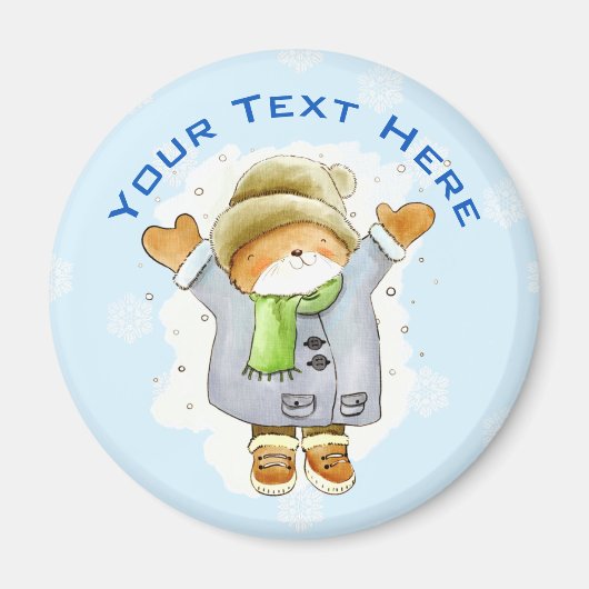 嬉しい冬猫 マグネット (正面)