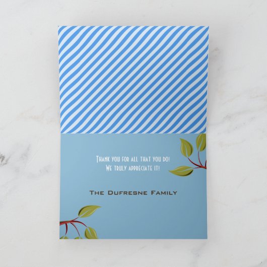 嬉しい家を"私達あります隣人"が感謝していしています個人化して下さい サンキューカード (内部)