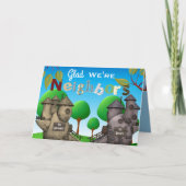 嬉しい家を"私達あります隣人"が感謝していしています個人化して下さい サンキューカード (正面)