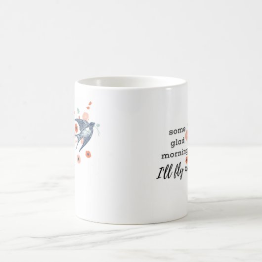 嬉しい朝私は遠くにな賛美歌の鳥のマグを飛ばします コーヒーマグカップ (中央)